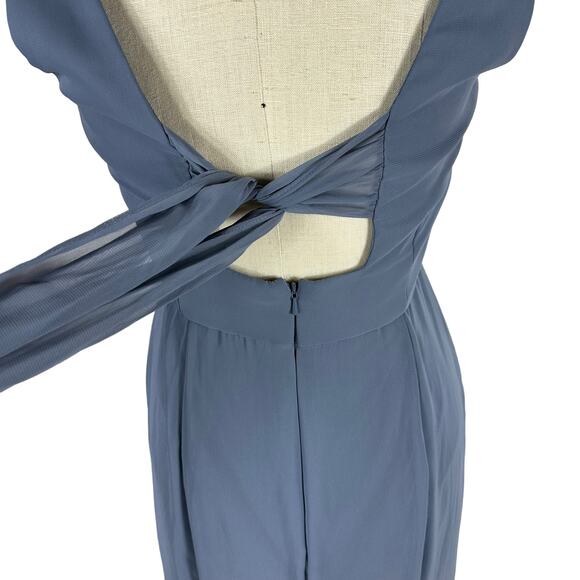 SOCIAL BRIDESMAIDS V-Neck Back Tie Chiffon Trumpet Gown Silverstone 8194 6R NWT - Picture 7 of 9